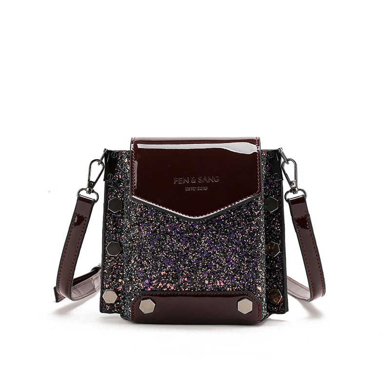Вечеринка для женщин сумки Crossbody небольшой площади сияющий материал роскошные