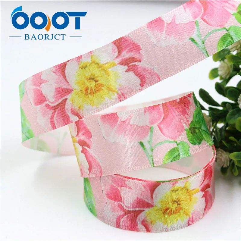 OOOT BAORJCT 1711141, Цветок атласные ленты, 25 мм, 10 ярдов ленты для шитья, Свадебные аксессуары DIY ручной работы материал - Цвет: 6