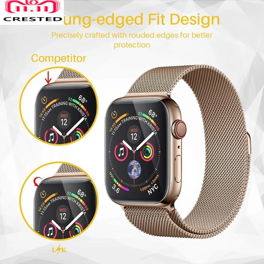 Защита экрана для apple watch band pulseira apple watch 4 3 5 44 мм 40 мм Iwatch band мягкий чехол 9D защитный полный охват