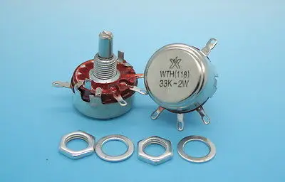 2 x полный размер 33K Ом Вт линейный конический углеродный потенциометр