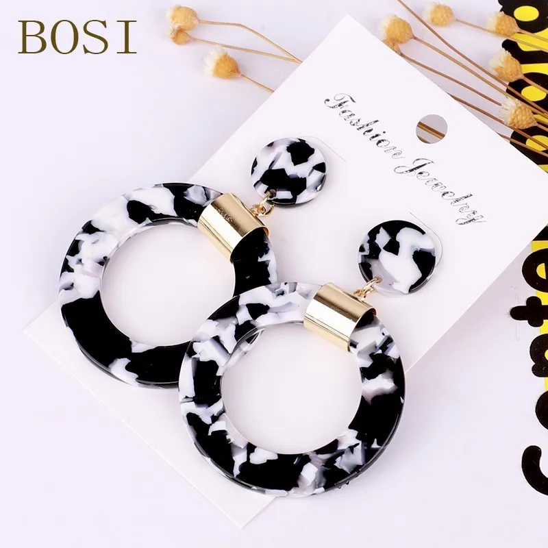 5 Серьги для женщин, акриловые, Boho, ацетат, висячие серьги, модные, большие, богемные, аксессуары, геометрические, Роскошные, трендовые, для лица - Окраска металла: 5