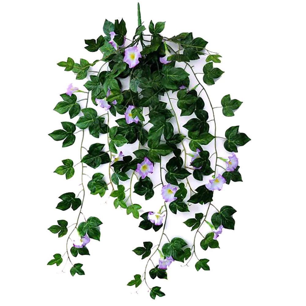 light purple Morning Glory Подвесные Растения, шелковая гирлянда, поддельное зеленое растение для домашнего сада, настенный забор, лестница, для улицы, свадебные подвесные корзины, Декор - Цвет: light purple