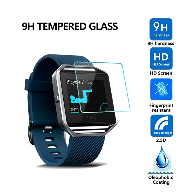VSKEY 10 шт. закаленное стекло для защиты экрана умных часов Fitbit Blaze / Surge квадратная