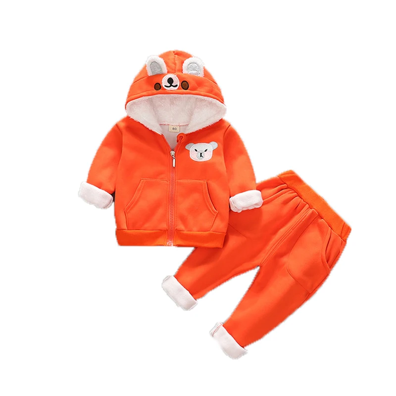Baby Boys Girl Thick Warm Clothing Sets Winter Fleece Tops Coat +pants 2pcs Children's Outfits Kids Sports Tracksuit Clothes | Детская