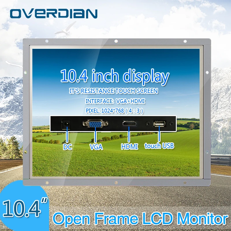 10/10. 4 &quotпромышленный ЖК монитор VGA/USB/HDMI интерфейс белый открытая рамка
