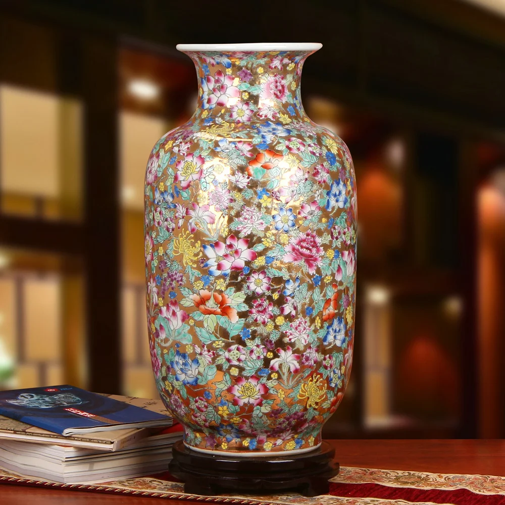Керамическая ваза Jingdezhen высокое качество ручная роспись эмалированная Золотая