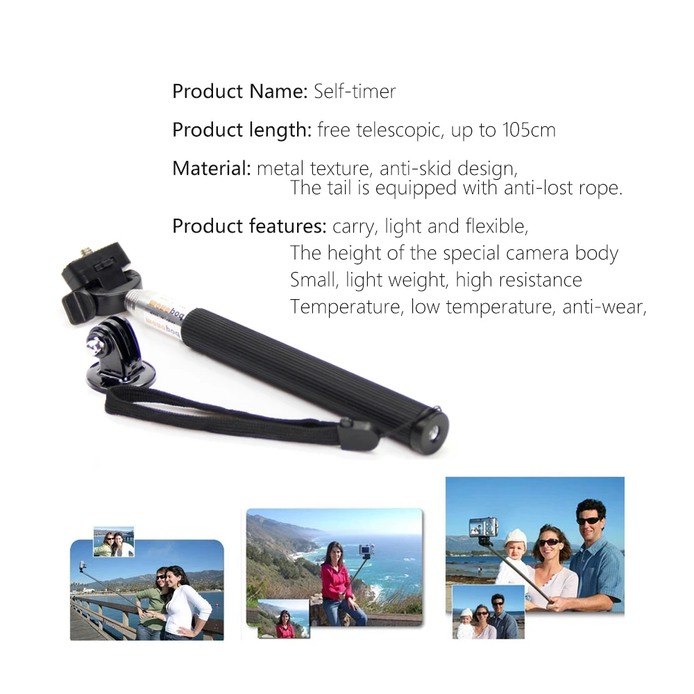 Аксессуары SnowHu для Gopro Выдвижная селфи палка телескопического монопода адаптер