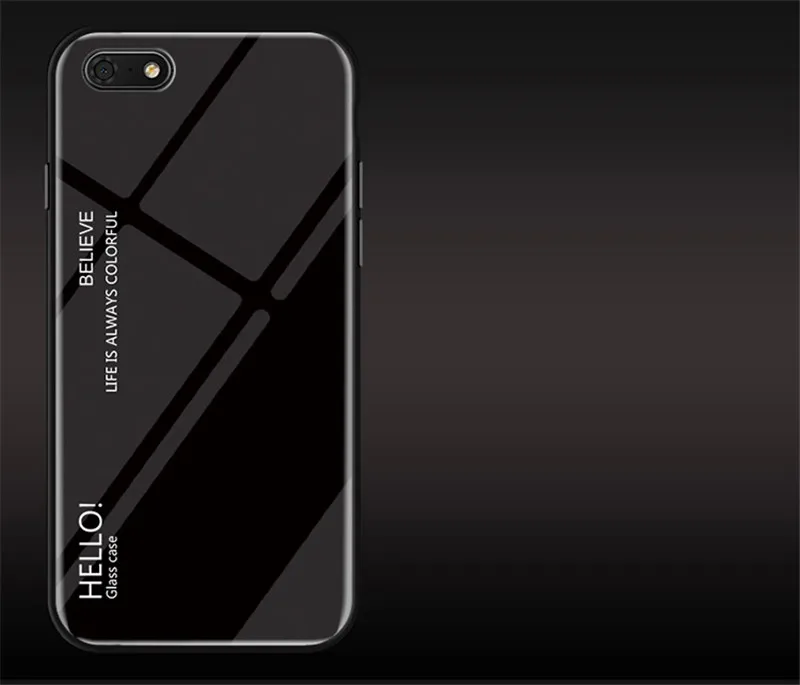 Black Чехол для huawei Honor 7A DUA L22, градиентный чехол Aurora из закаленного стекла, чехол для телефона huawei Honor 7A Honor7A DUA L22 5,45" - Цвет: Black