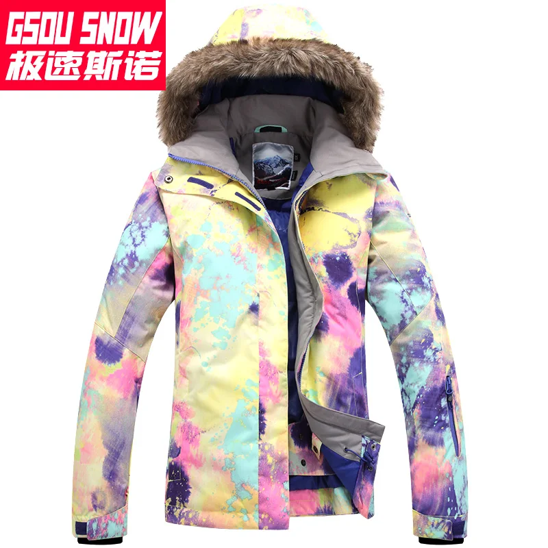 Женская зимняя водонепроницаемая ветрозащитная горнолыжная куртка Gsou SNOW