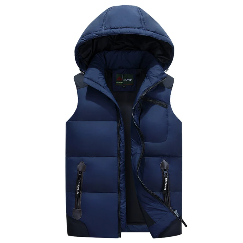 AFS JEEP 2016 Quality Branded Men's Winter Down Vests White Duck Padded Hooded Waistcoats Ultra Light Men L-5XL |