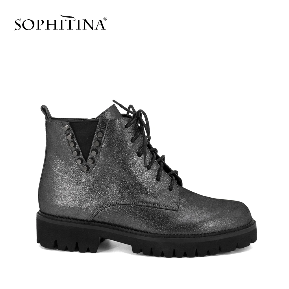 SOPHITINA/новые женские мотоциклетные ботинки из натуральной кожи