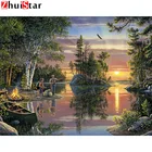 Алмазная 5D живопись сделай сам, вышивка крестиком, квадратная мозаика, алмазная вышивка, пейзаж, lakeside, игольчатая нить, стразы, живопись XY1