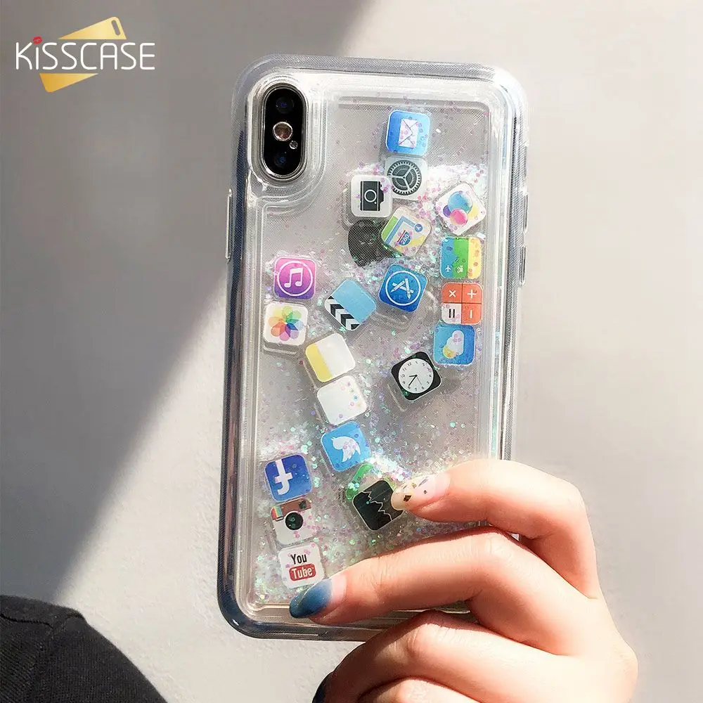 KISSCASE зыбучий песок блестящие чехлы для телефонов iPhone 7 8 6 6S Plus чехол жидкий