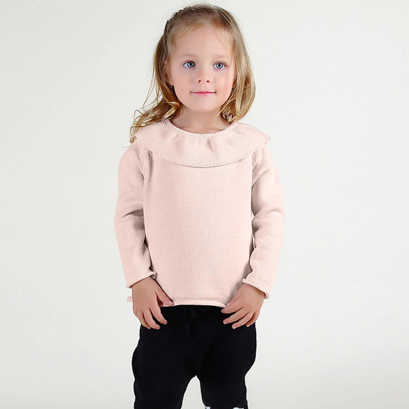 2017 девочки малыша рубашка с воротником в форме листьев лотоса брендовый свитер