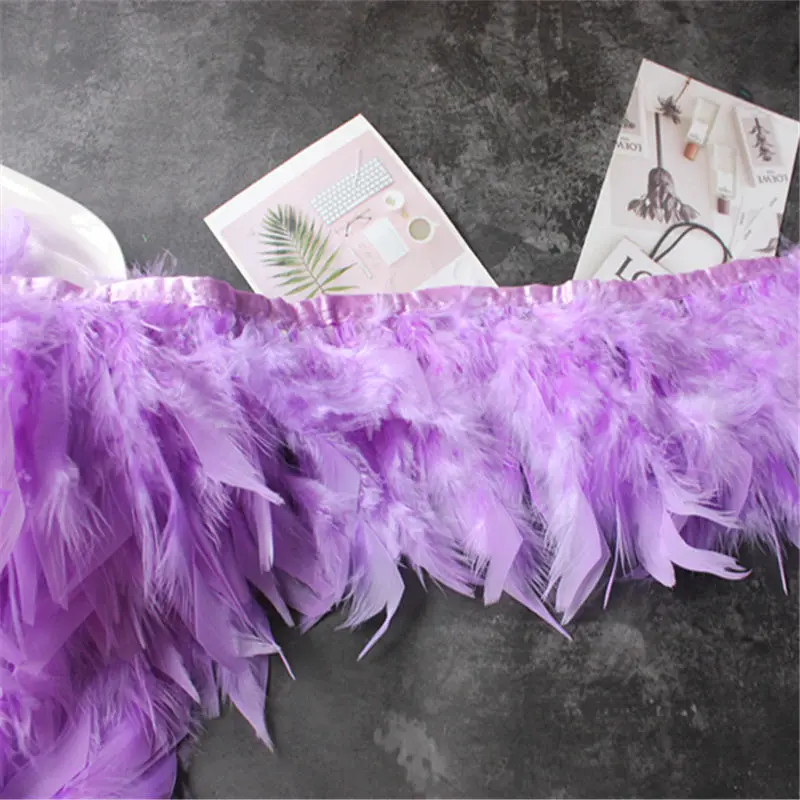 light purple 1to2 метра индейка перьевая отделка Край ткани DIY швейная одежда и декоративная Свадебная вечеринка - Цвет: light purple
