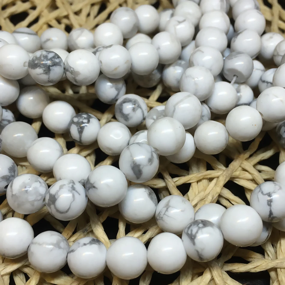 

Fashion natural white howlite stone round stone 4mm6mm8mm10mm12mm natural loose beads unique jewelry making 15 inch MY5121