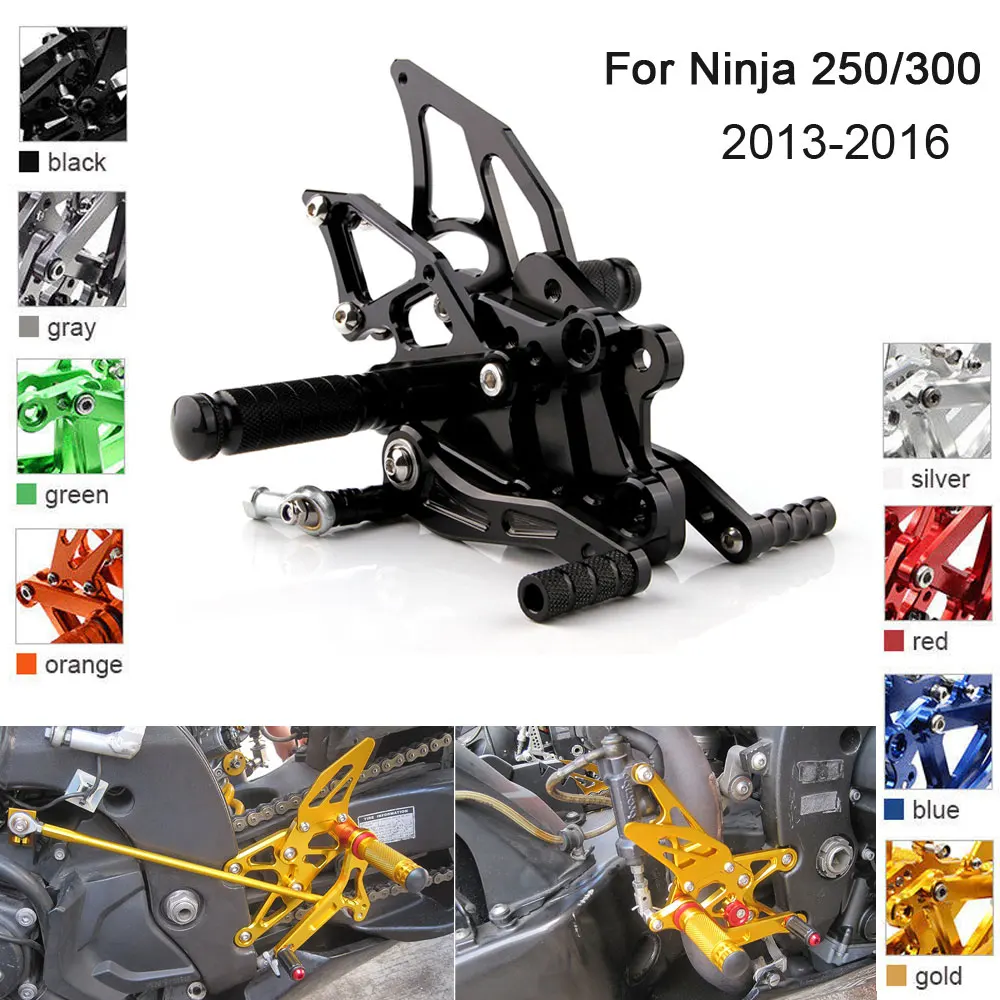 

Алюминиевые настраиваемые задние колышки с ЧПУ для Kawasaki Ninja 250 EX250 300 EX300 2013 2014 2015 2016