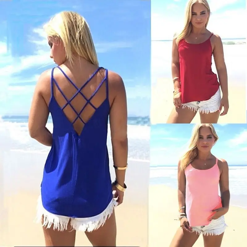 2019 Горячая сексуальная женская комбинация летняя хлопковая майка без рукавов