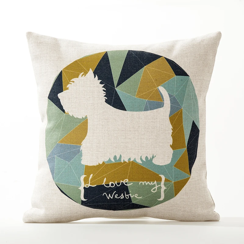 Cartoon Animals Dogs Geometry Case Home Decorative Pillow Thick Linen Pillowcase Sofa Cushion | Дом и сад