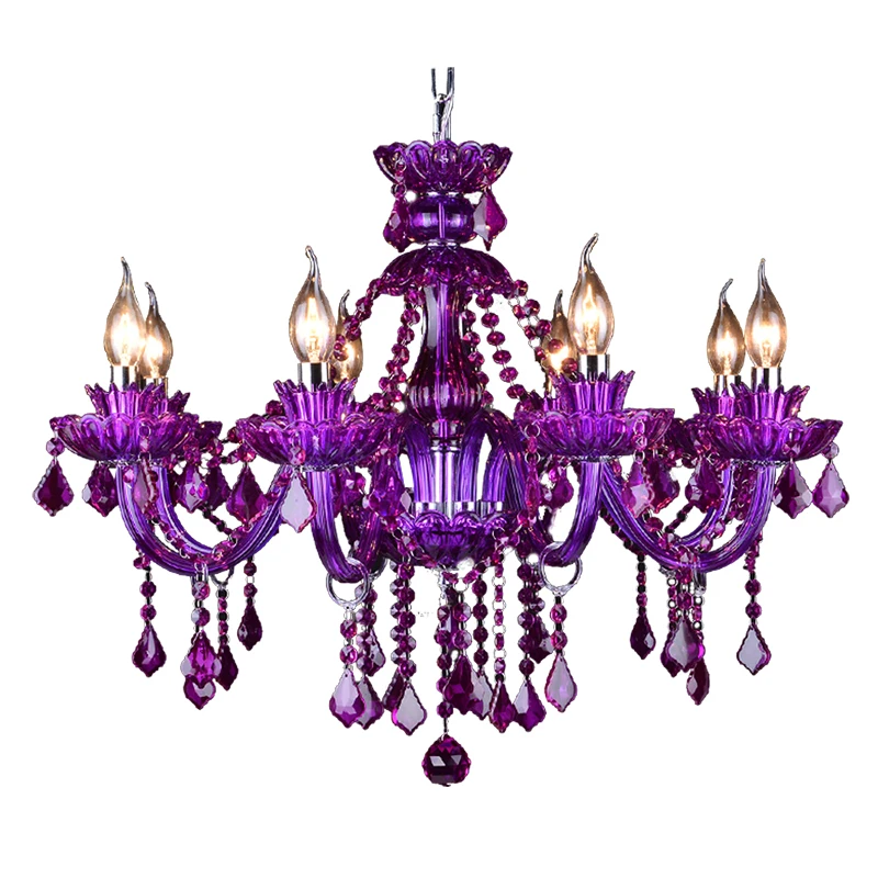 Современные хрустальные люстры фиолетовый Гостиная светодиодные лампы ресторан