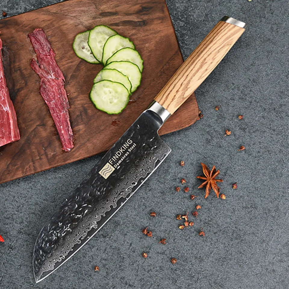 FINDKING 2017 Новый Zebra деревянная ручка дамасский нож 7 дюймов santoku шеф-повар 67 слоев