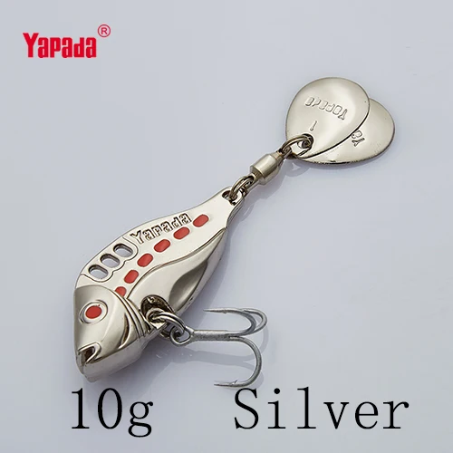 YAPADA VIB 305 Six Point 10 г/15 г/20 г/25 г тройной крючок+ вращающиеся блестки 40 мм/46 мм/50 мм/53 мм Металлические разноцветные рыболовные приманки VIB - Цвет: Silver 10g