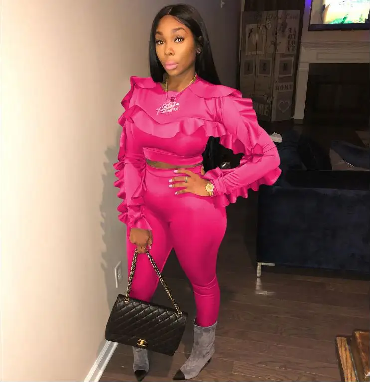 2018 autumn and winter new style European American fashion multi-color multi-code two-piece long sleeve edge | Женская одежда