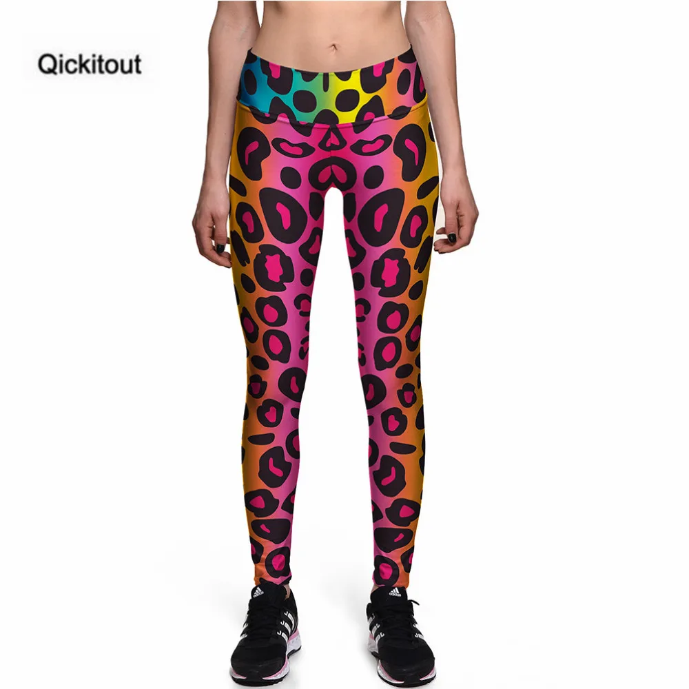 Qickitout леггинсы Для женщин пикантные новые Цвет leopard3D с принтом штаны высокой
