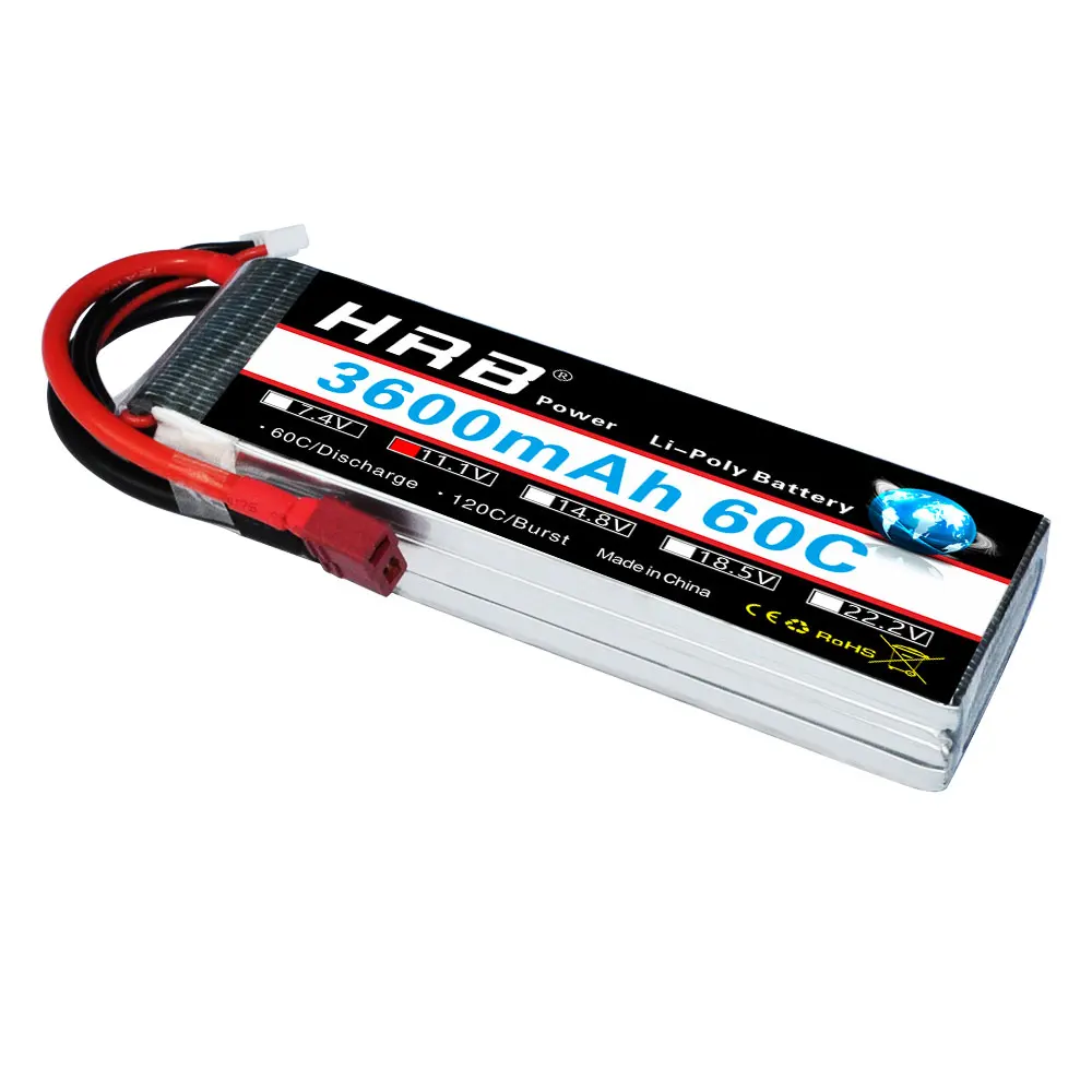 HRB RC 1S 2 3S 4S 5S 6S Lipo Батарея 22,2 V 3600 мА/ч, 60C 120C 7,4 V 11,1 V 14,8 V 14,8 V 18,5 V для TREX 500 600E вертолет