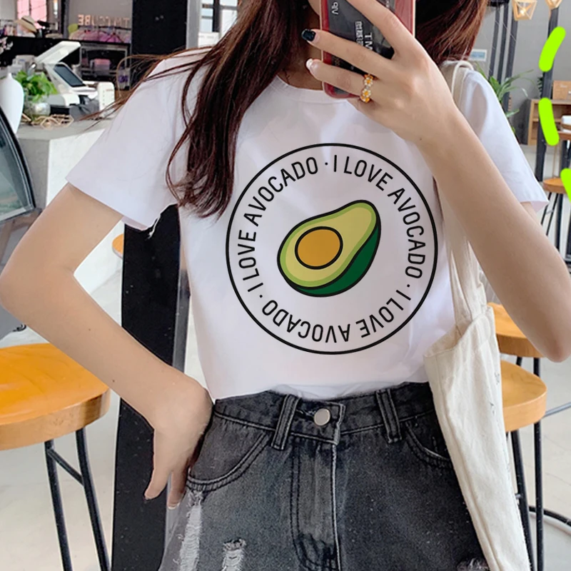Harajuku авокадо забавная мультяшная футболка для женщин Ullzang Grunge Kawaii 90s графический