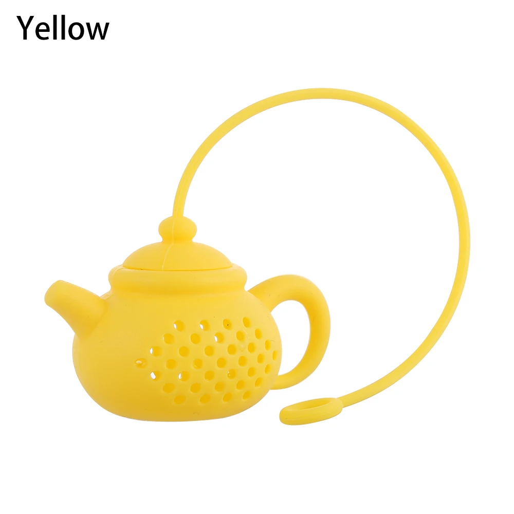 yellow 1 шт., креативный ситечко для заварки чая в форме чайника, силиконовый чайный пакетик, фильтр в виде листа, рассеиватель, чайная посуда, чайник, аксессуар, кухонный гаджет - Цвет: yellow