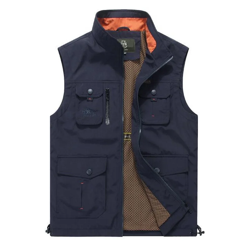 

2018 Men Vests Summer Autumn Thin Men's Sleeveless Vest Breathable Multi-pockets Quick Dry Mesh Waistcoat High quality