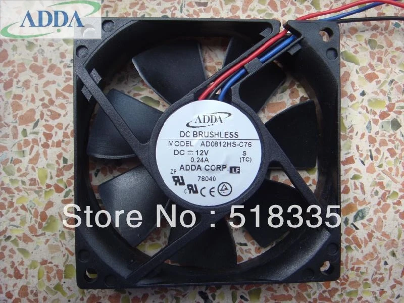 Кулер ADDA AD0812HS-C76, с тремя выводами, 12 В, 24 А, 8020, с масляным охлаждением, бесшумный