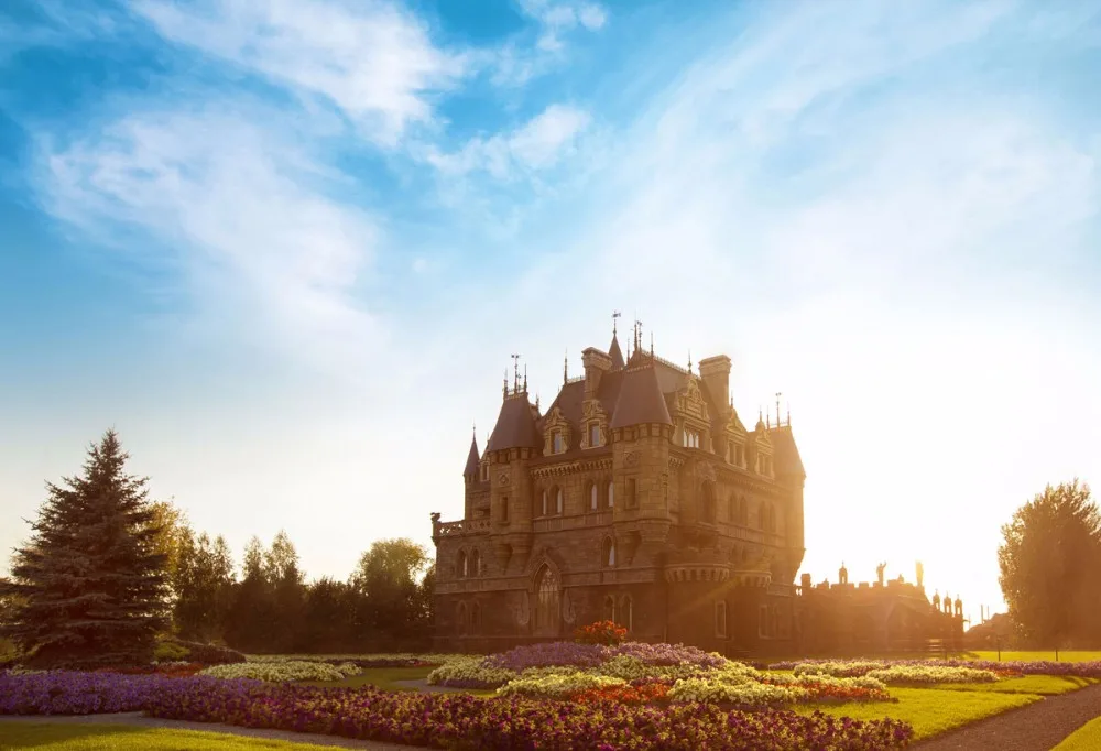 

Винилбдс фон для студийной фотосъемки с природными пейзажами ретро здание сад солнечное небо фото без морщин фоны для фотостудии