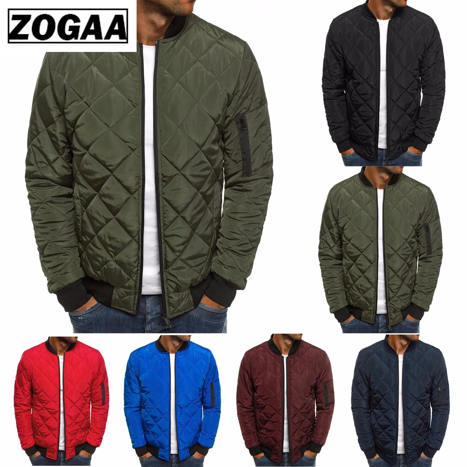 

ZOGAA Men Autumn Casual Plaid Parkas Jacket Wind Breaker Solid Color Brand Overcoat Winter Clothes Zipper Jackets