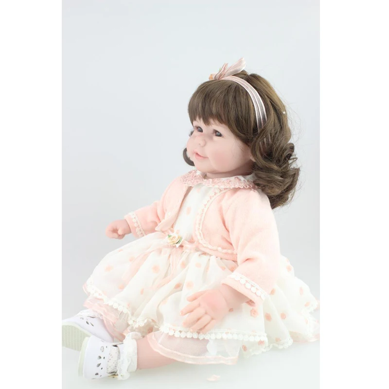 Npk 52 см новорожденных с плюшевые тела Kawaii длинные волосы девушка силиконовые baby