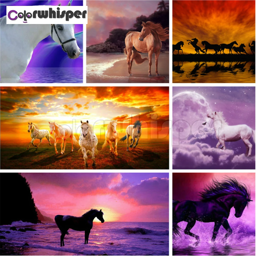 

Алмазная живопись, полноразмерная/круглая картина с животными, фиолетовая, с быстрым бегом, 5D алмазная вышивка, мозаика 021XP