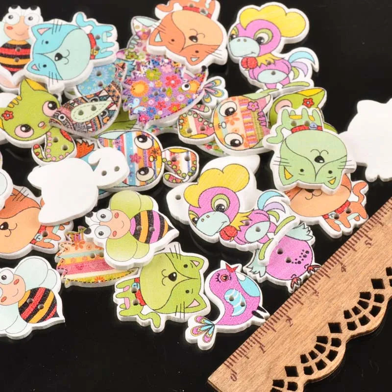 Смешанная картина с животными деревянные декоративные пуговицы для пришивания