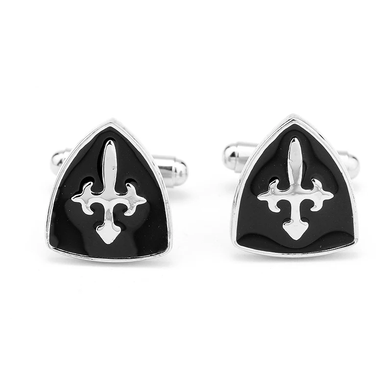 Мужские металлические запонки черные эмалированные с узлом|cufflinks for mens|cufflinks menshirt