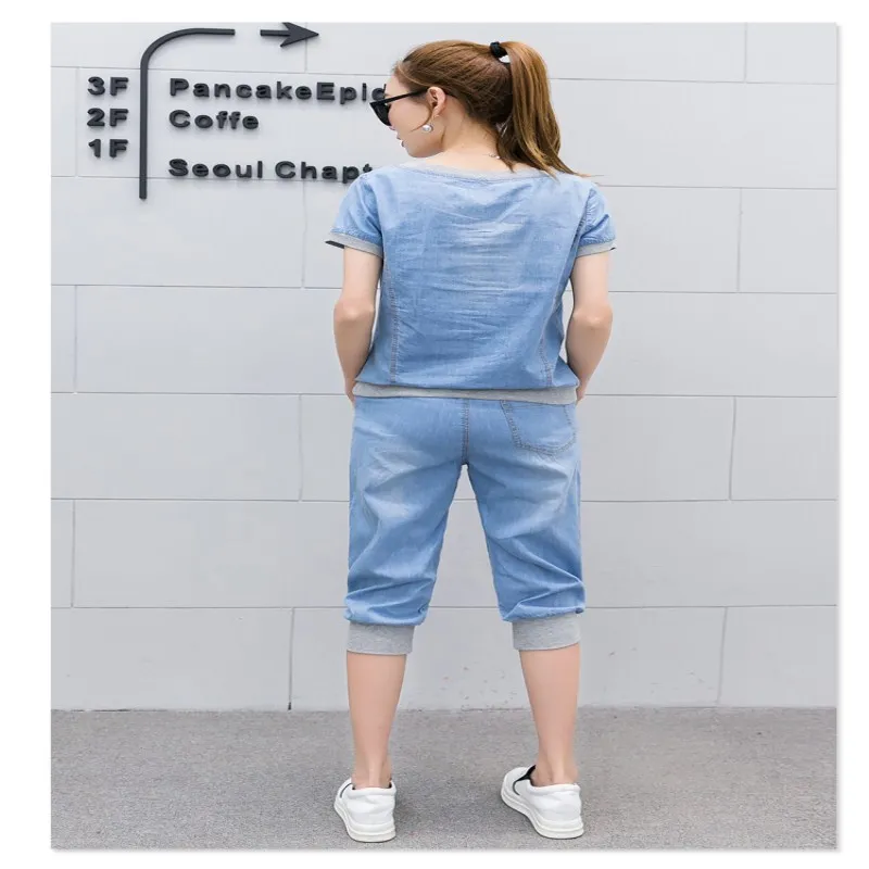 Комплект из 2 предметов: летняя футболка и джинсы большого размера 3xl