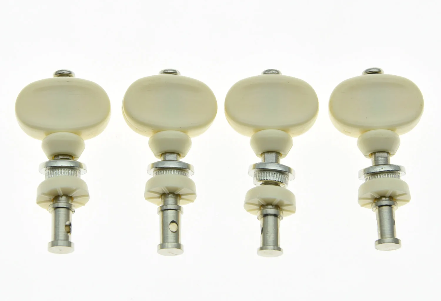

KAISH Set of 4 Nickel w/ Ivory Buttons Ukulele Tuners Tuning Keys Pegs Machine Heads