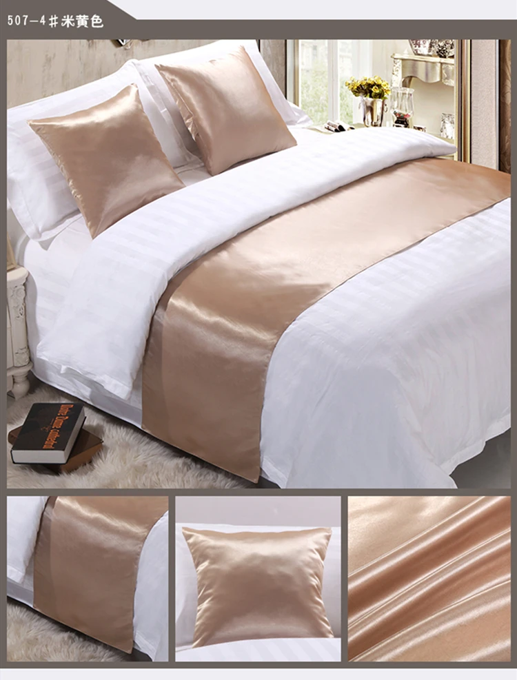 RAYUAN Silk and Satin Bedspreads Silk Fabrics Bed Runner Bedding Single Queen King Bed Cover Towel Home Hotel Decorations