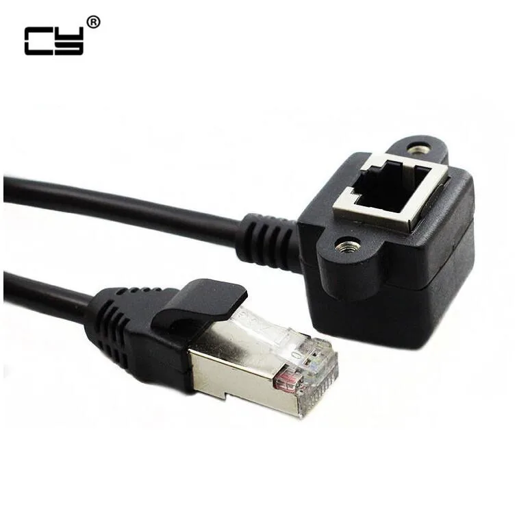 

1m/3FT 1.5m/5FT RJ45 Male to Female 90 Right angle bend Up Downed Panel Mount Ethernet LAN Extension Extender Cable Cord