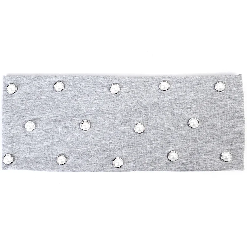 Light gray Silver Geebro/Новинка года, весенне-летние модные женские повязки на голову, жемчужные широкие мягкие хлопковые женские повязки для волос, плоские аксессуары для волос DD735 - Цвет: Light gray Silver