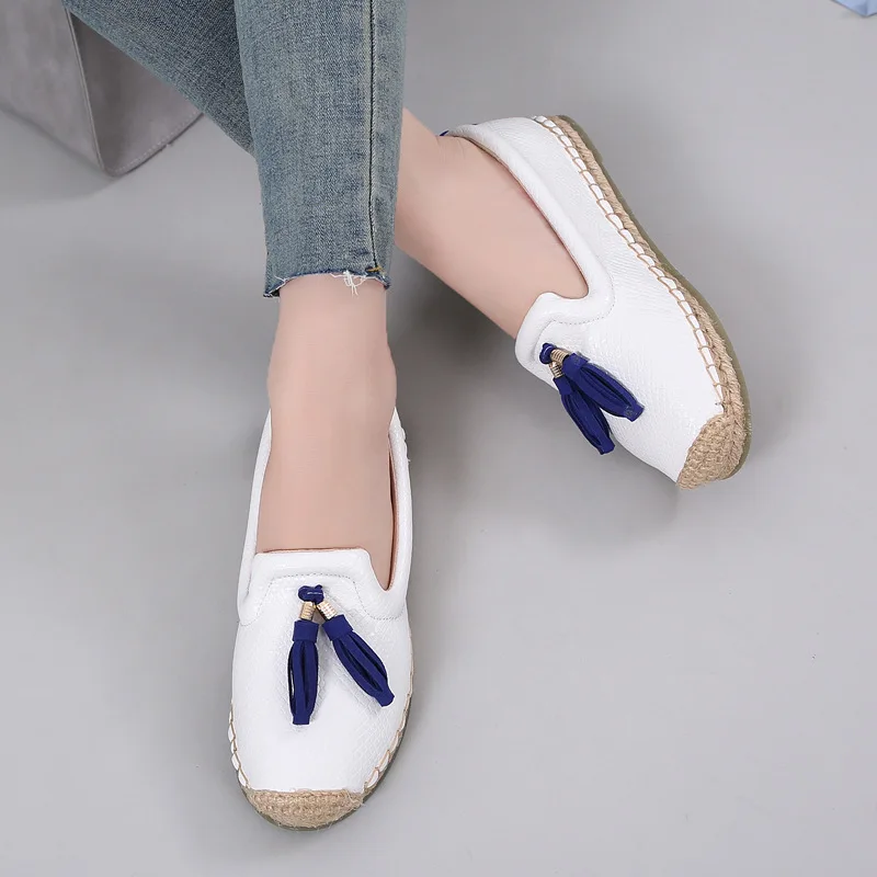 Под змеиную кожу Обувь с бахромой на плоской подошве Женская обувь Удобные