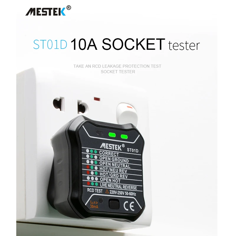 Socket Tester Outlet EU/ UK Plug Automatic Electric Circuit Polarity Voltage Detector Wall Breaker Finder RCD | Инструменты
