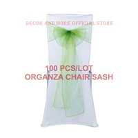 100pcs wedding chair ties organza chair sashes green red gold party banquet hotel decoration chair bows sash 18x275cm wholesale