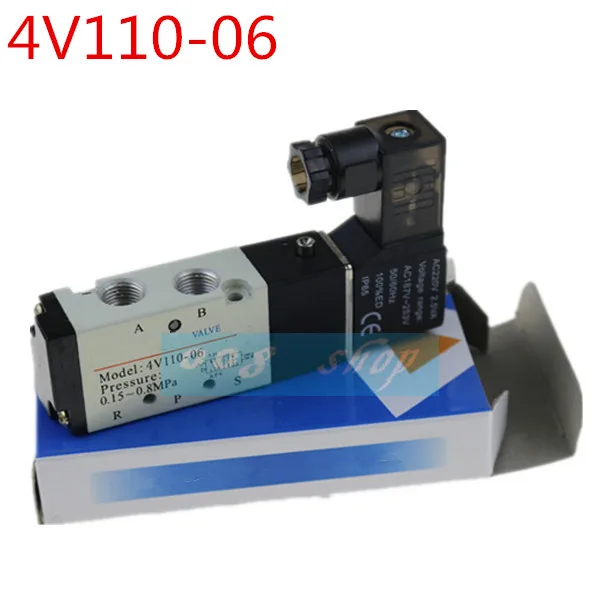 4V110-06 5 способ 2 Позиции 1/" Пневматический электромагнитный клапан DC 24V DC 12V AC 110V AC220V