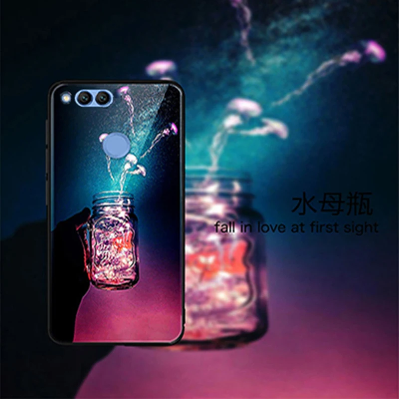 Чехол из закаленного стекла для Huawei Honor 7X Защитные чехлы Honor7X стеклянный чехол 7 X