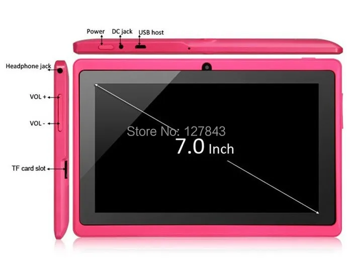 Бесплатная доставка DHL 10 шт./лот 7 дюймов Q88 Allwinner четырехъядерный A33 android 4 2800 мАч 512